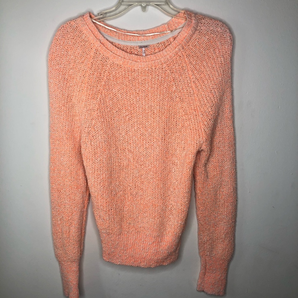 Free People coral knit sweater